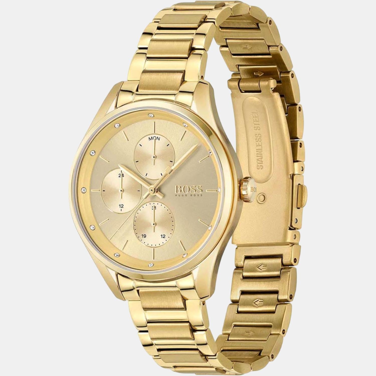 Grand Course Women Quartz Gold Dial Chronograph Stainless Steel Watch 1502584