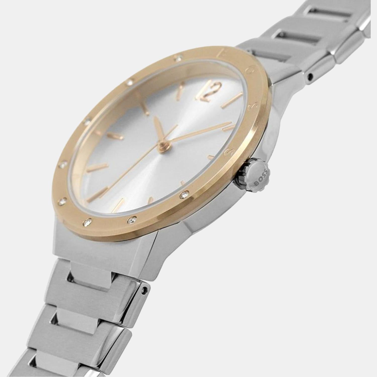 Breath Women Quartz Silver Dial Analog Stainless Steel Watch 1502646