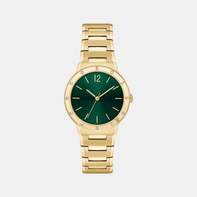 Breath Women Quartz Green Dial Analog Stainless Steel Watch 1502649