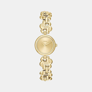Double B Dressy Women Quartz Thin Gold Dial Analog Stainless Steel Watch 1502794
