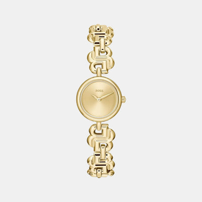 Double B Dressy Women Quartz Thin Gold Dial Analog Stainless Steel Watch 1502794