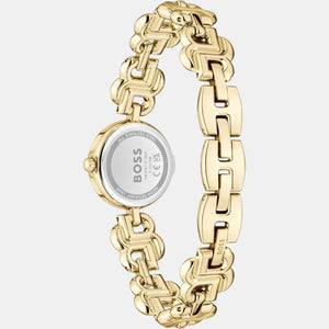 Double B Dressy Women Quartz Thin Gold Dial Analog Stainless Steel Watch 1502794