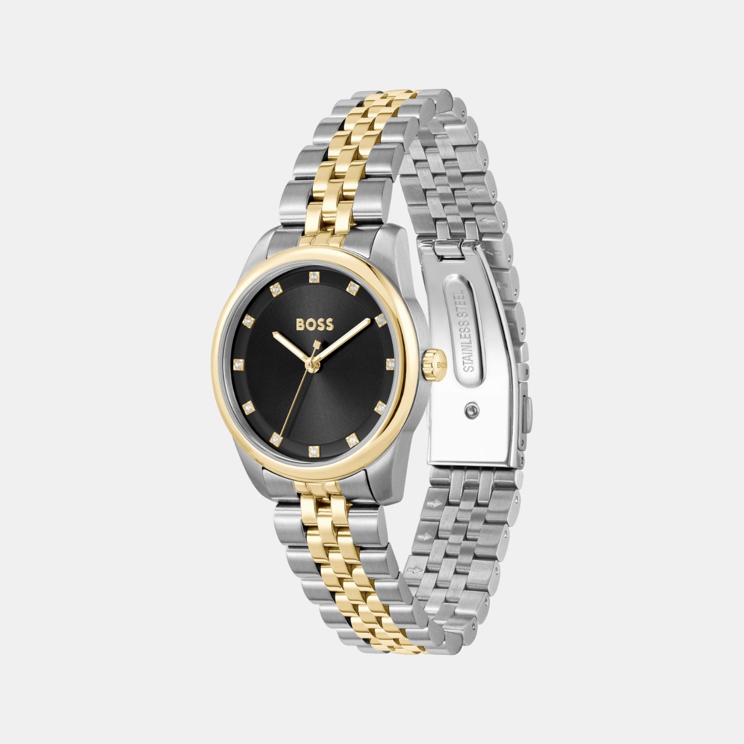Graceful Precious Women Quartz Black Dial Analog Stainless Steel Watch 1502811
