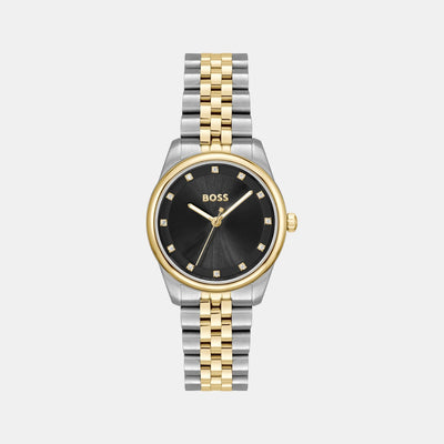 Graceful Precious Women Quartz Black Dial Analog Stainless Steel Watch 1502811