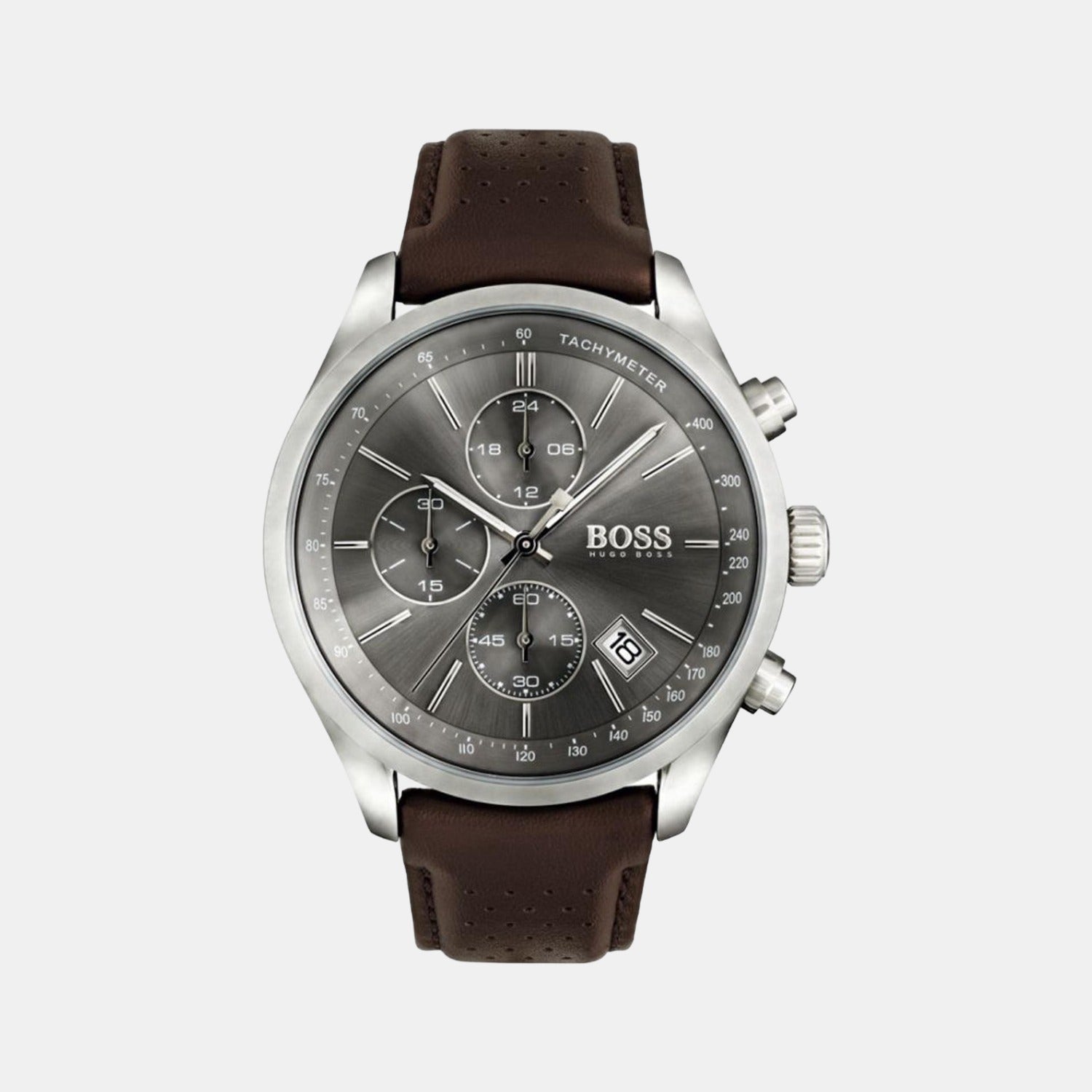Grand Prix Men Quartz Grey Dial Chronograph Leather Watch 1513476