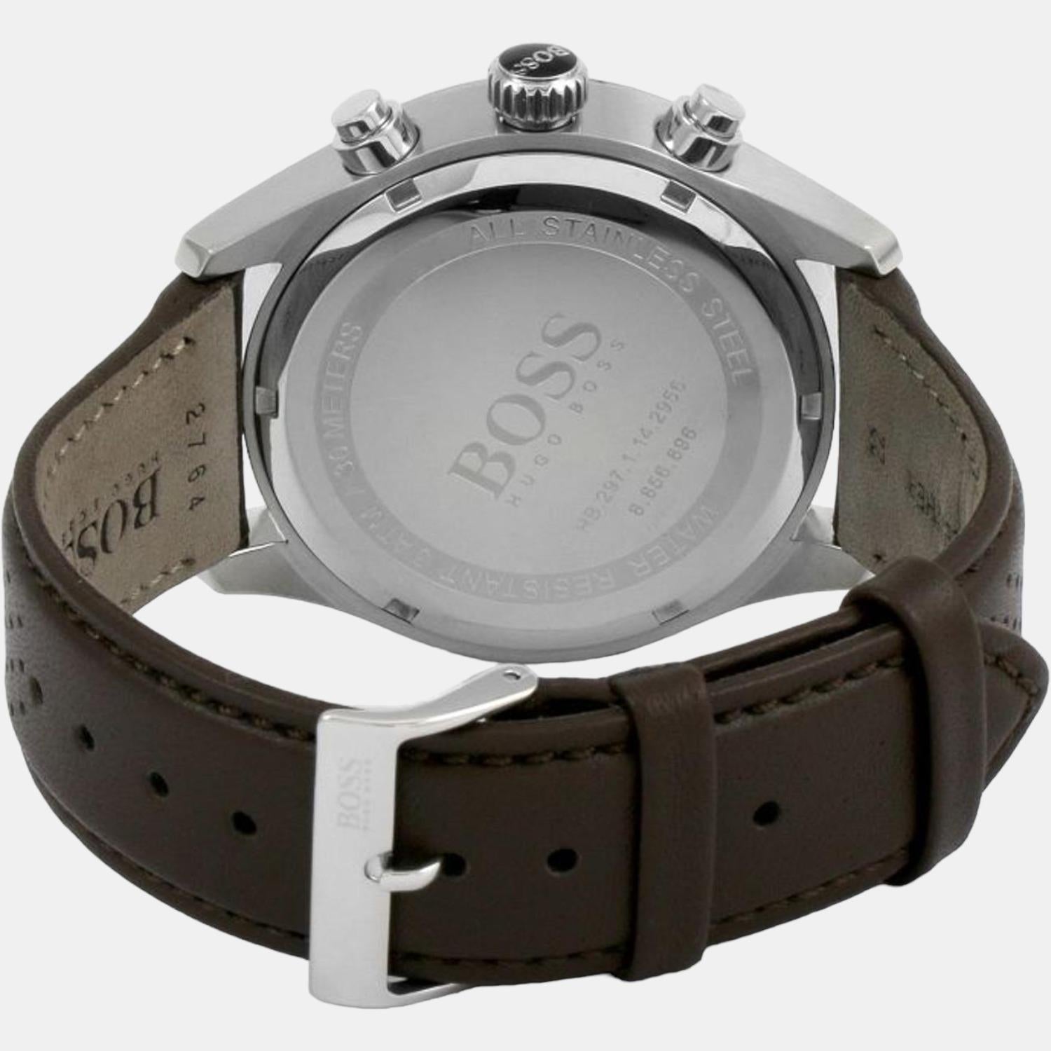 Grand Prix Men Quartz Grey Dial Chronograph Leather Watch 1513476
