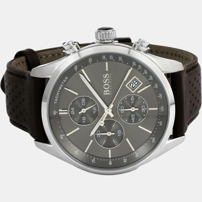 Grand Prix Men Quartz Grey Dial Chronograph Leather Watch 1513476
