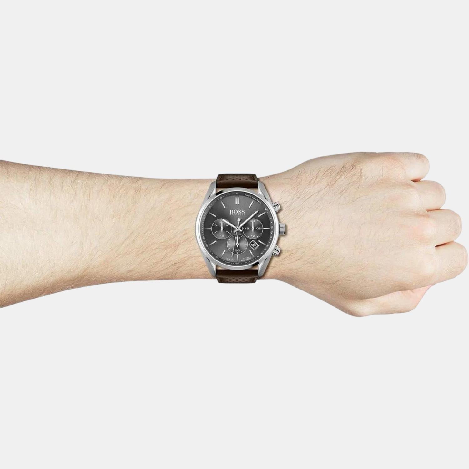 Champion Men Quartz Grey Dial Analog Leather Watch 1513815