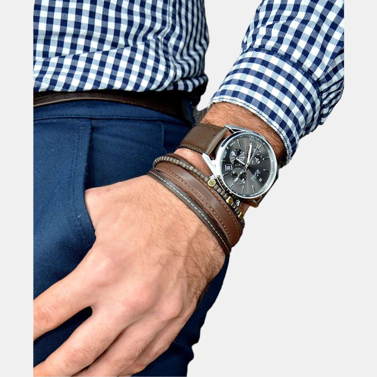 Champion Men Quartz Grey Dial Analog Leather Watch 1513815