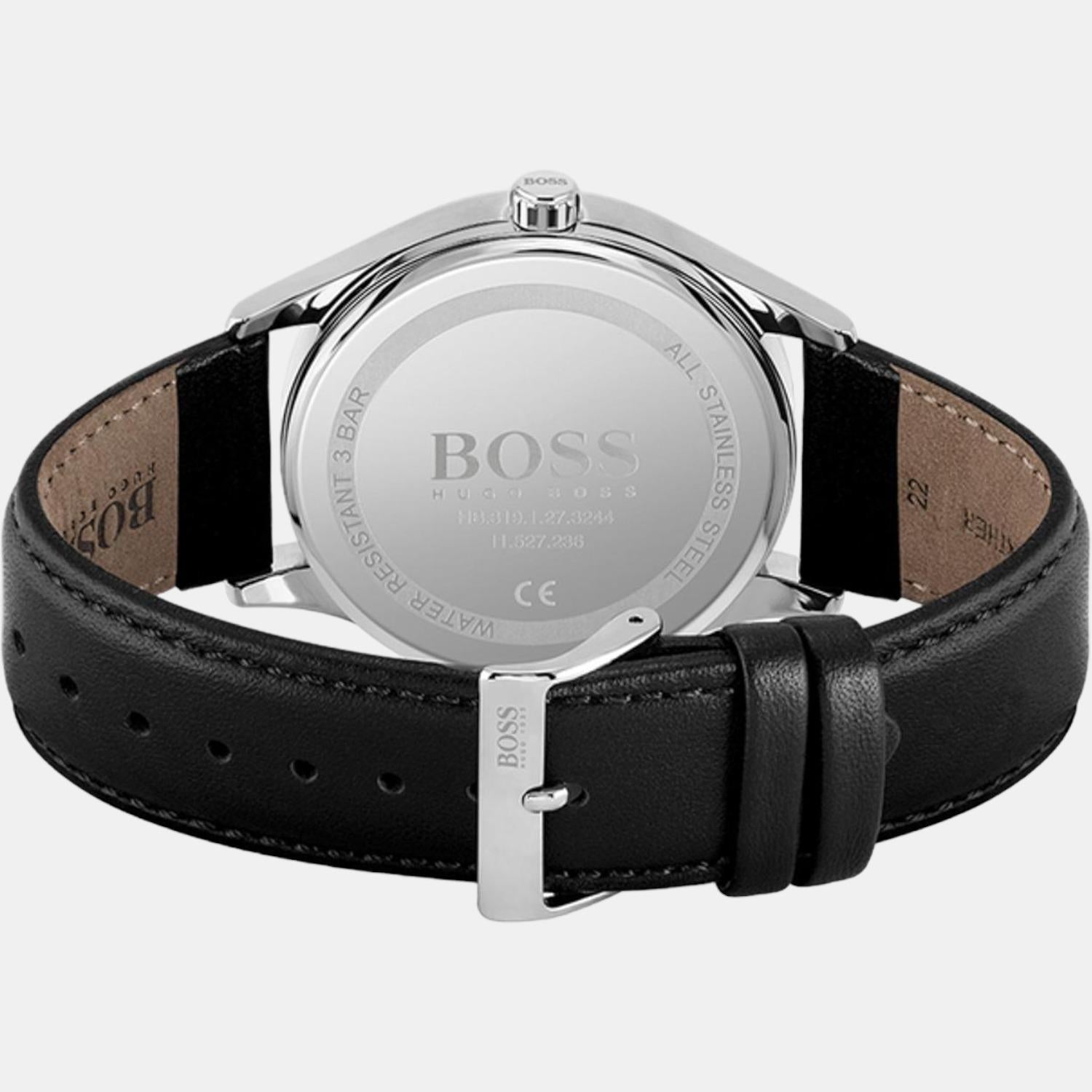Commissioner Men Quartz Black Dial Analog Leather Watch 1513831