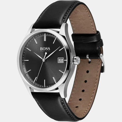 Commissioner Men Quartz Black Dial Analog Leather Watch 1513831