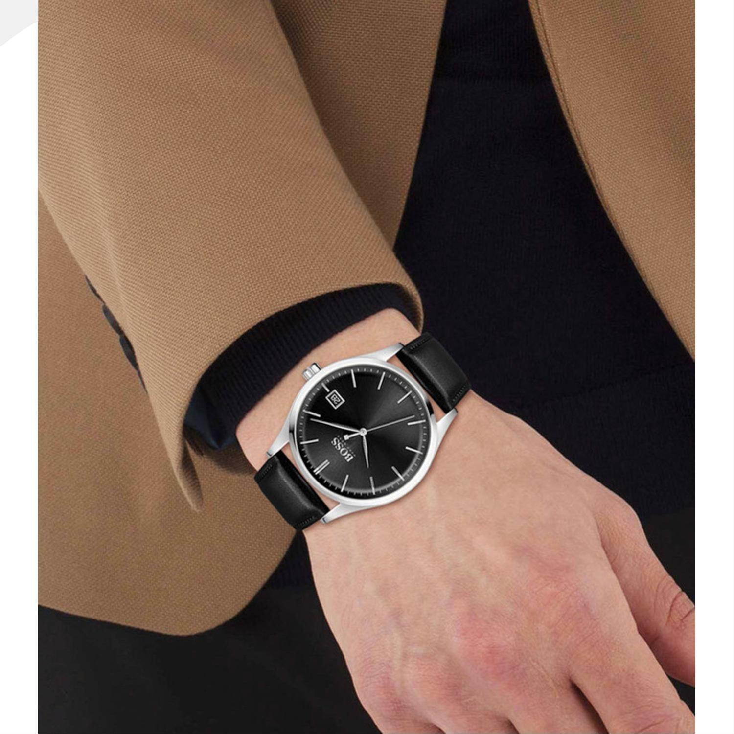 Commissioner Men Quartz Black Dial Analog Leather Watch 1513831