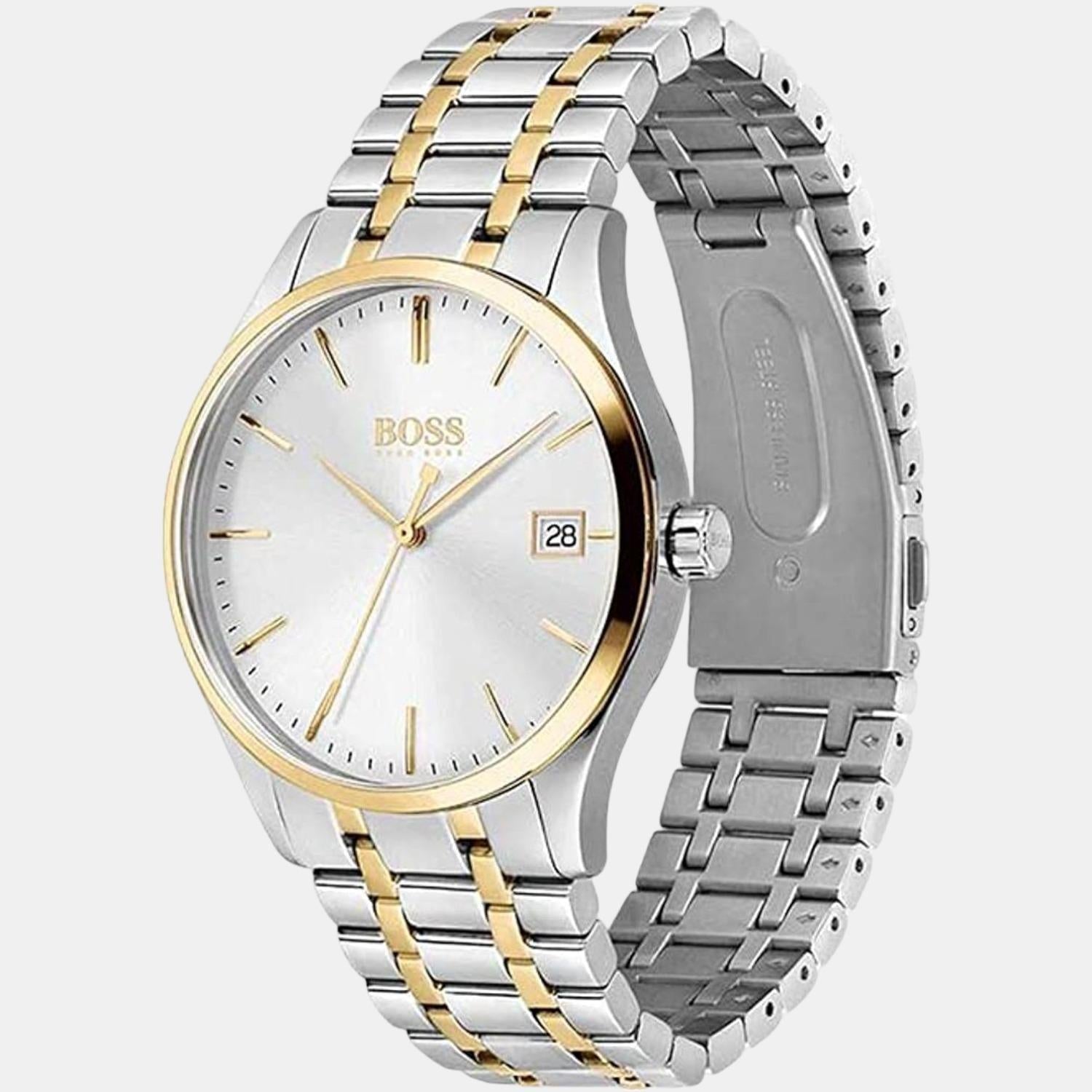 Commissioner Men Quartz Silver Dial Analog Stainless Steel Watch 1513835