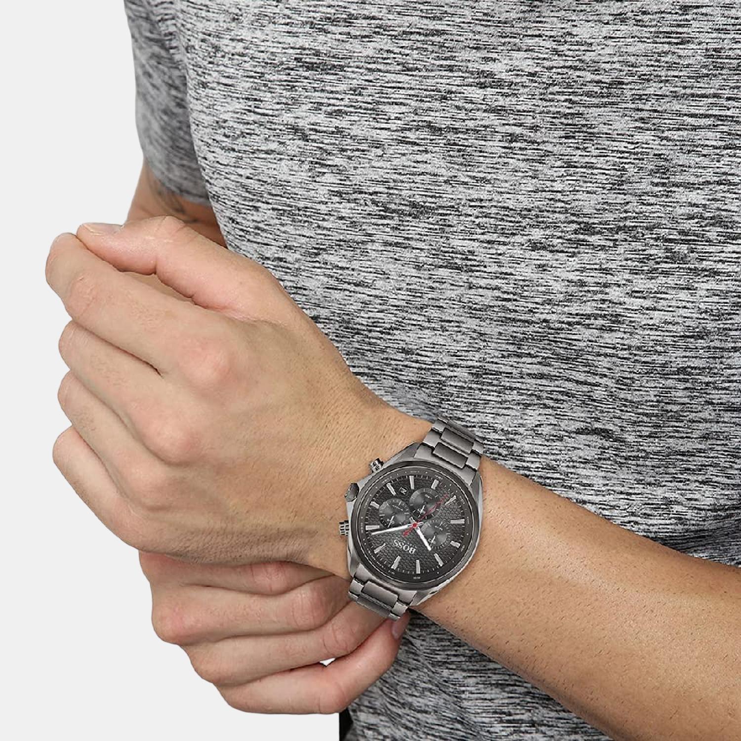 Distinct Men Quartz Grey Dial Chronograph Stainless Steel Watch 1513858