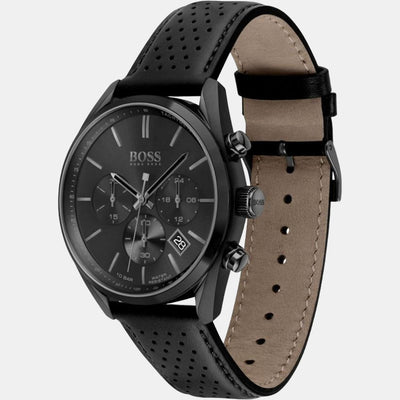 Champion Men Quartz Black Dial Chronograph Leather Watch 1513880