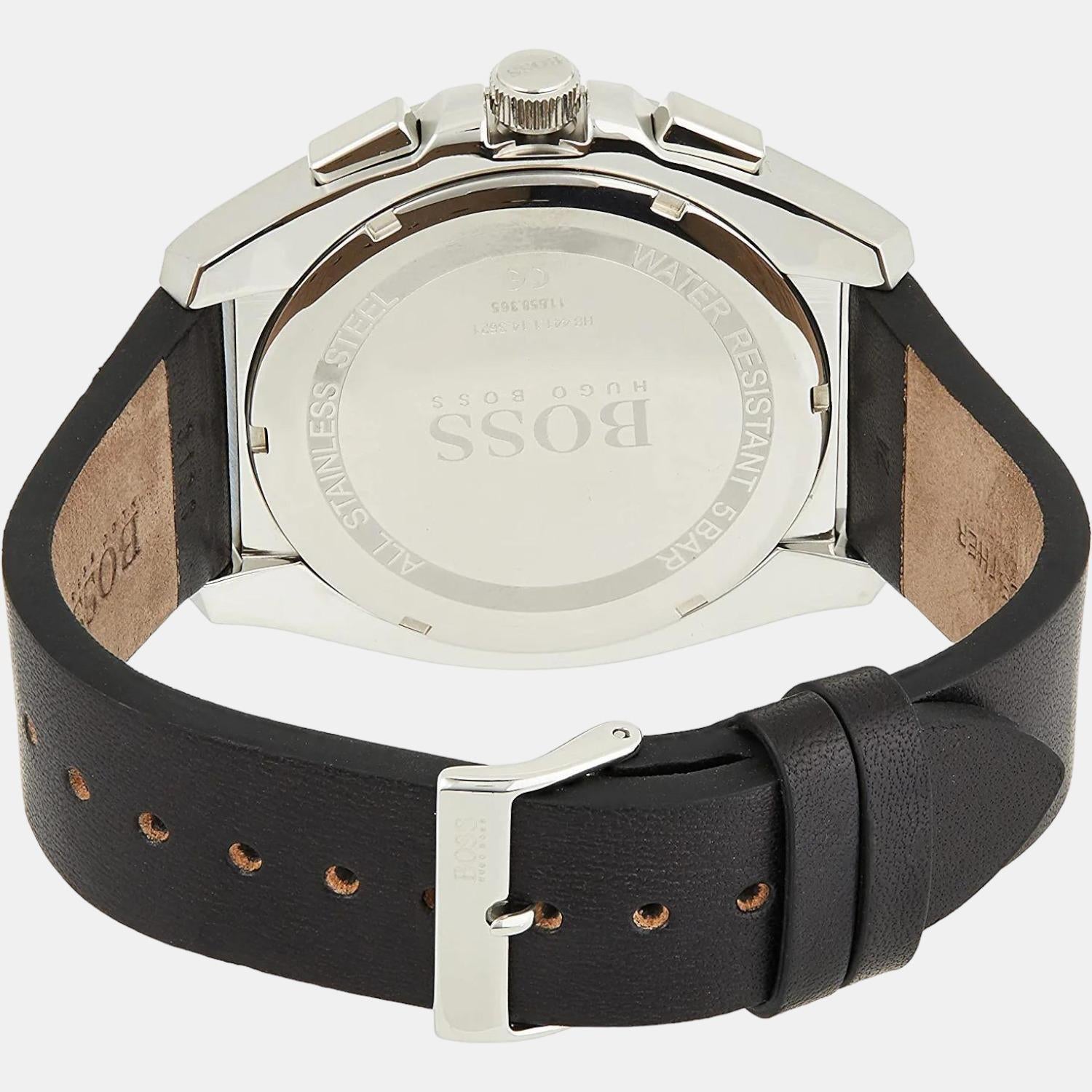 Grandmaster Men Quartz Black Dial Chronograph Leather Watch 1513881