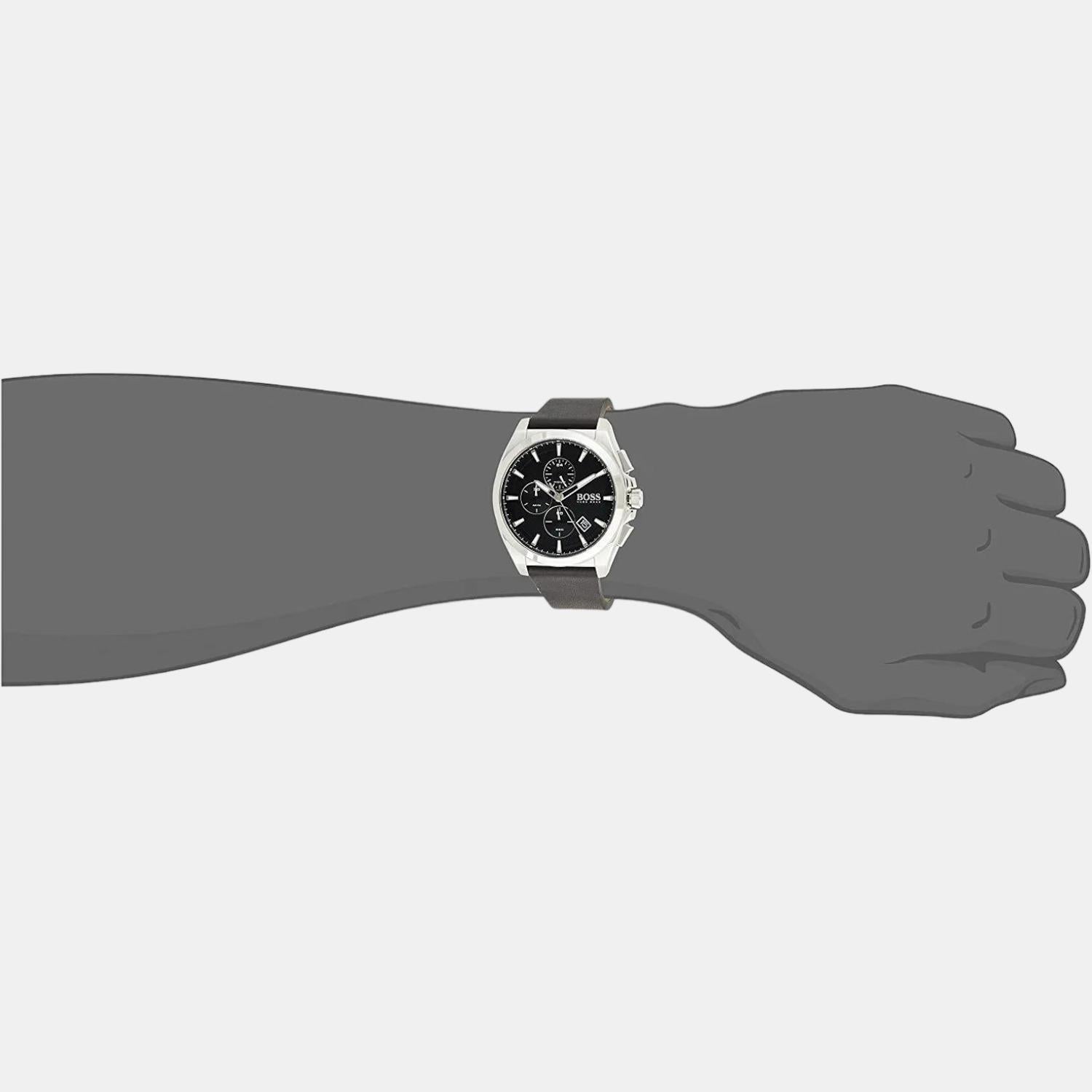 Grandmaster Men Quartz Black Dial Chronograph Leather Watch 1513881