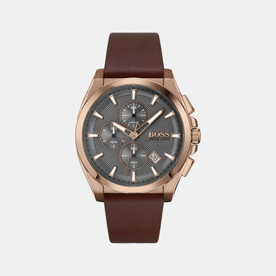 Grandmaster Women Quartz Grey Dial Chronograph Leather Watch 1513882