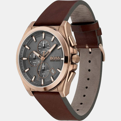 Grandmaster Women Quartz Grey Dial Chronograph Leather Watch 1513882