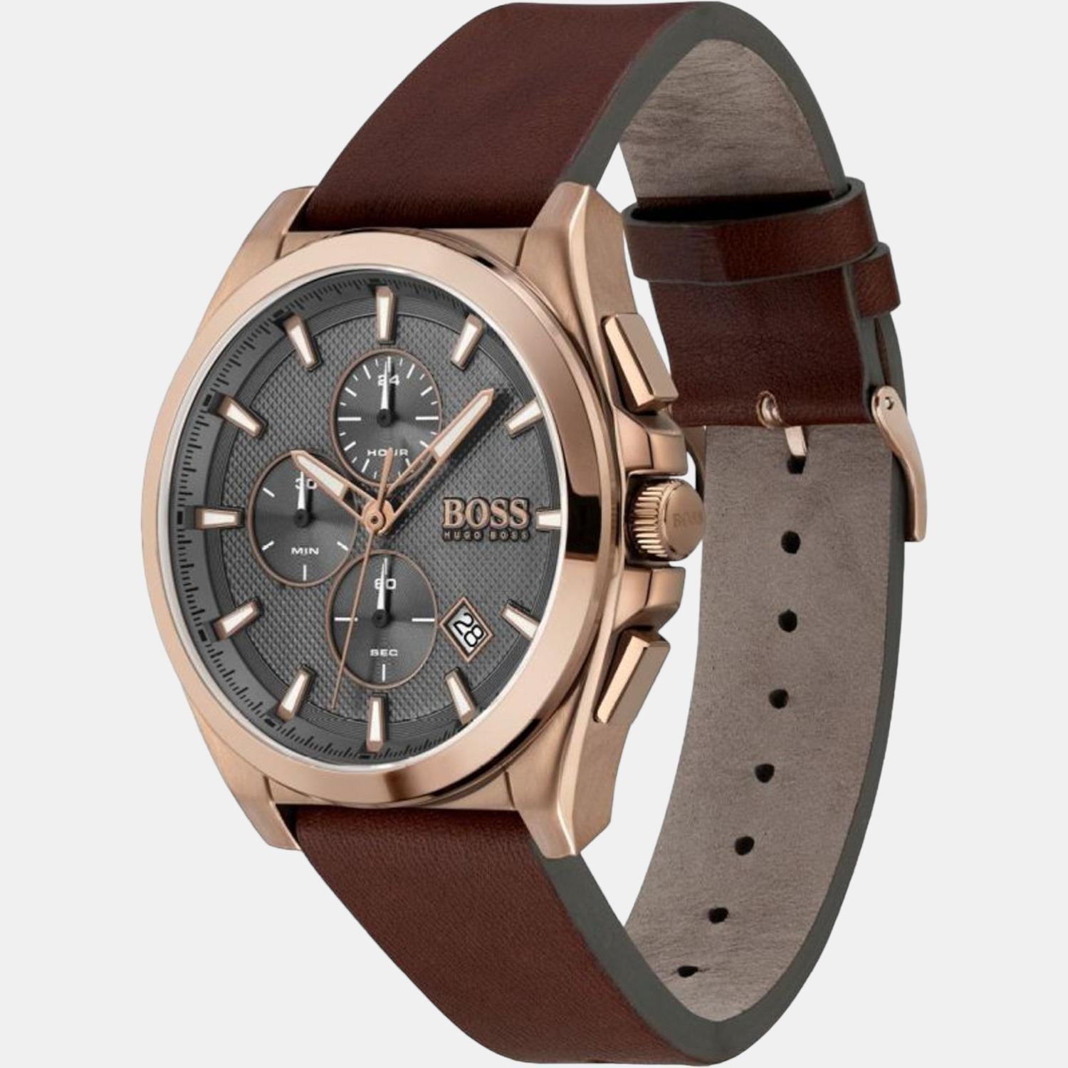 Grandmaster Women Quartz Grey Dial Chronograph Leather Watch 1513882