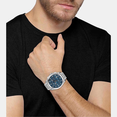 Grandmaster Men Quartz Blue Dial Chronograph Stainless Steel Watch 1513884