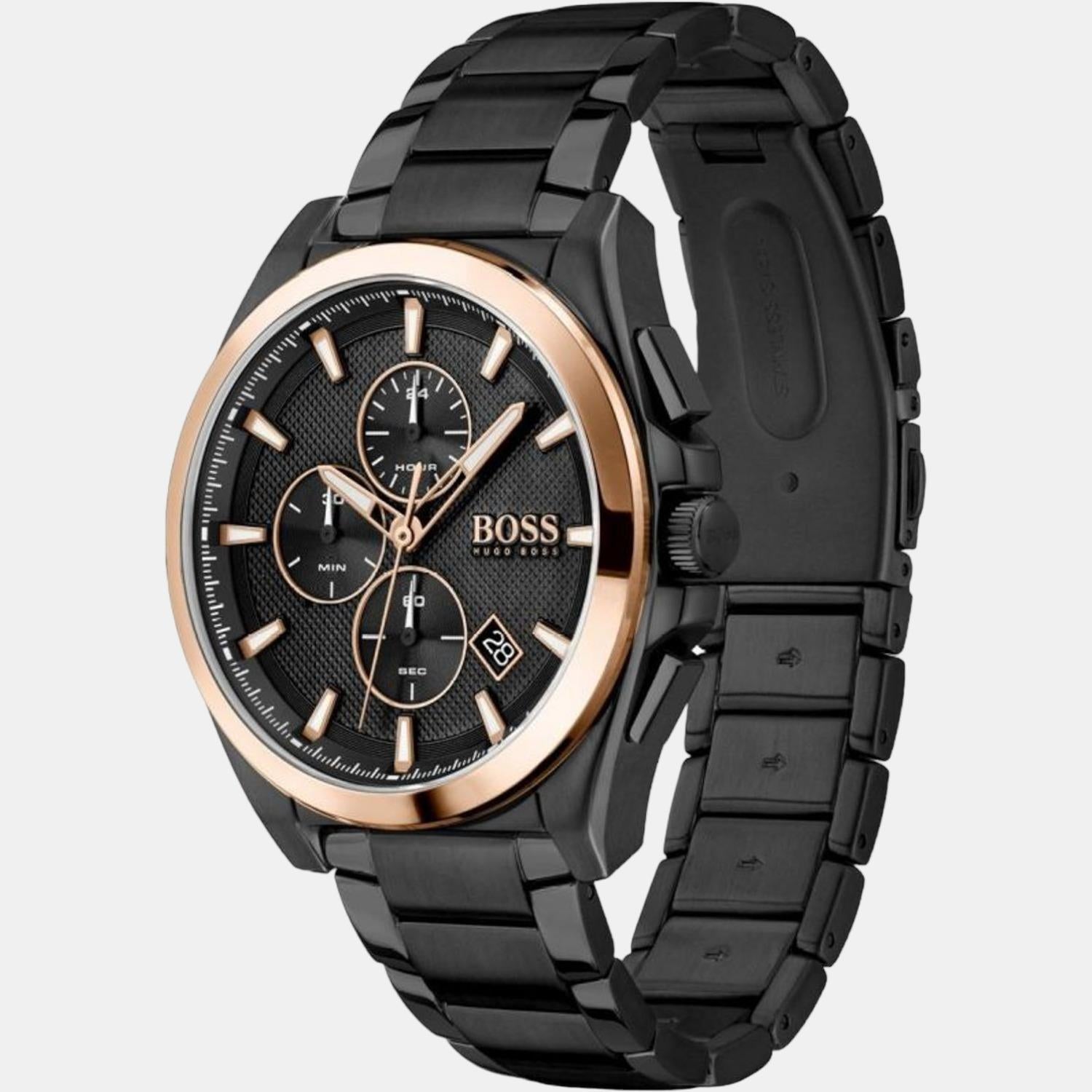 Grandmaster Men Quartz Black Dial Chronograph Stainless Steel Watch 1513885