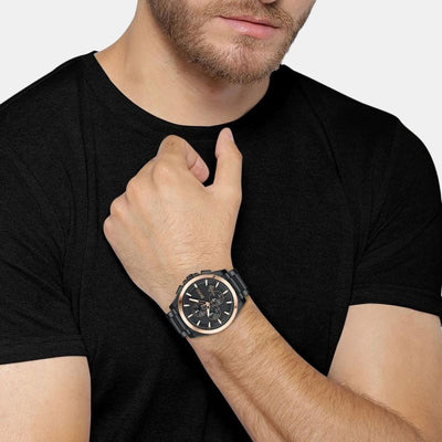 Grandmaster Men Quartz Black Dial Chronograph Stainless Steel Watch 1513885