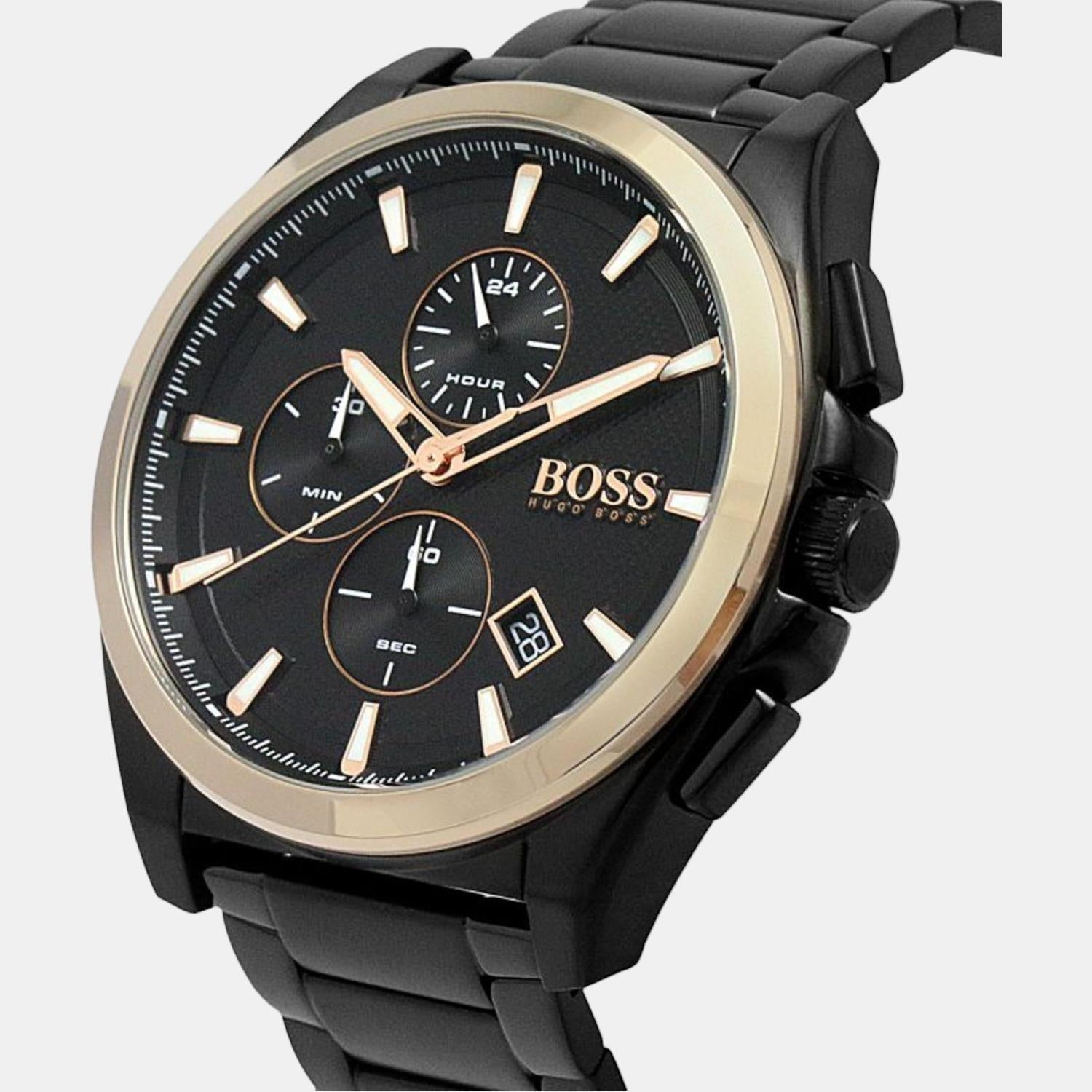 Grandmaster Men Quartz Black Dial Chronograph Stainless Steel Watch 1513885