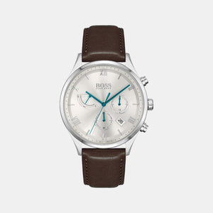 Gallant Men Quartz Silver Dial Chronograph Leather Watch 1513889