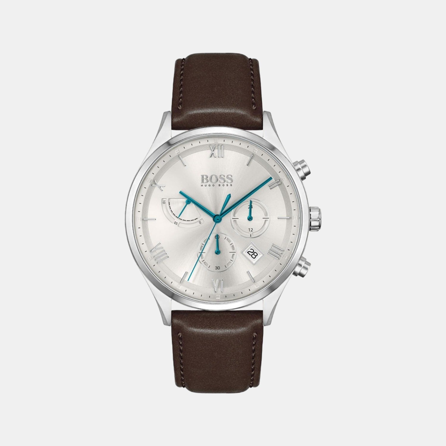 Gallant Men Quartz Silver Dial Chronograph Leather Watch 1513889