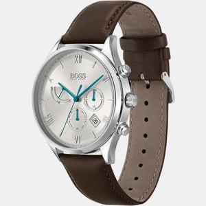 Gallant Men Quartz Silver Dial Chronograph Leather Watch 1513889
