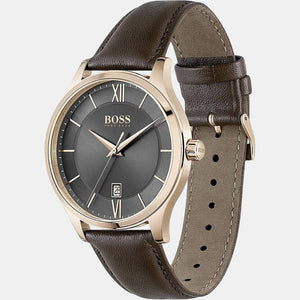 Elite Unisex Quartz Brown Dial Analog Leather Watch 1513894
