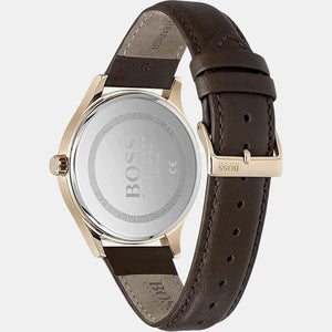 Elite Unisex Quartz Brown Dial Analog Leather Watch 1513894