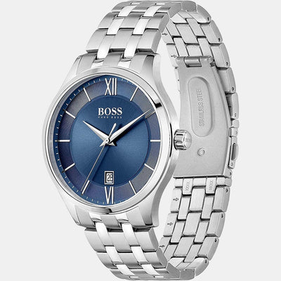 Elite Men Quartz Blue Dial Analog Stainless Steel Watch 1513895