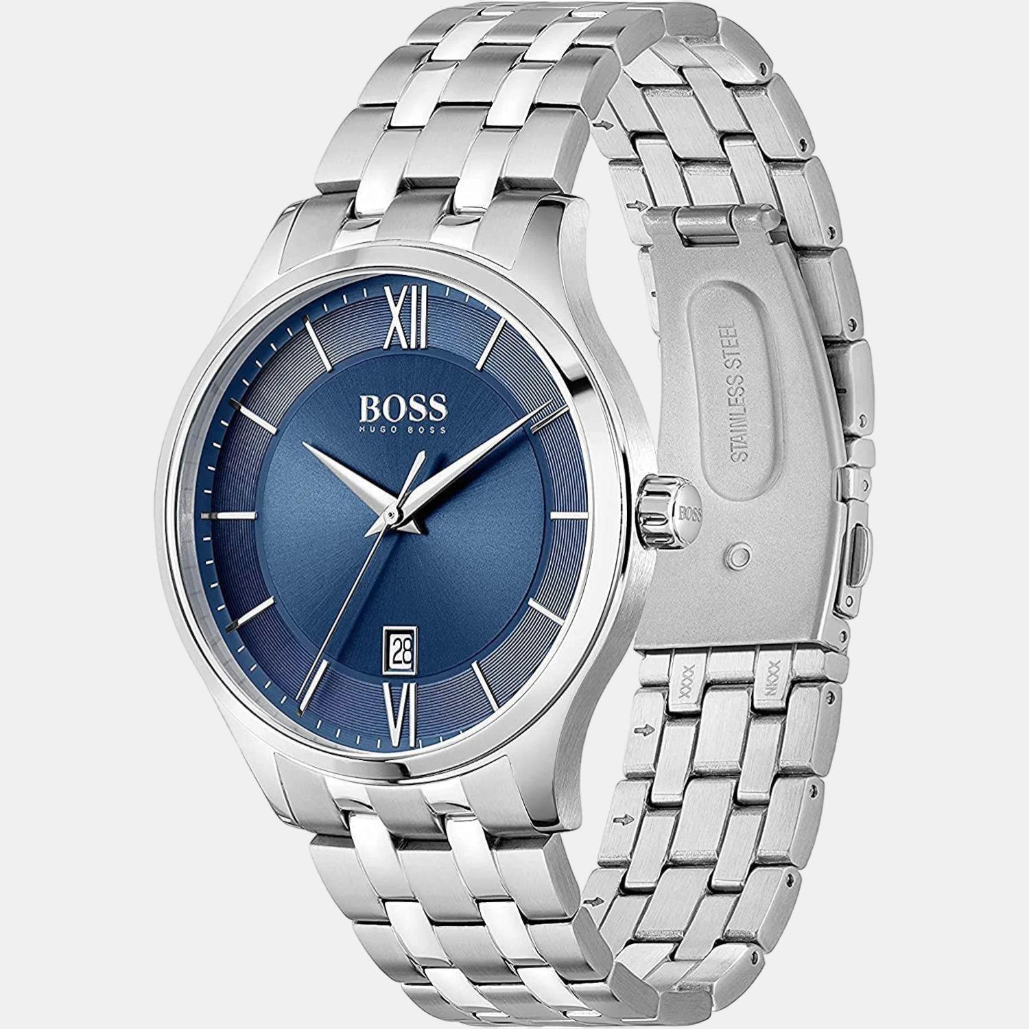 Elite Men Quartz Blue Dial Analog Stainless Steel Watch 1513895