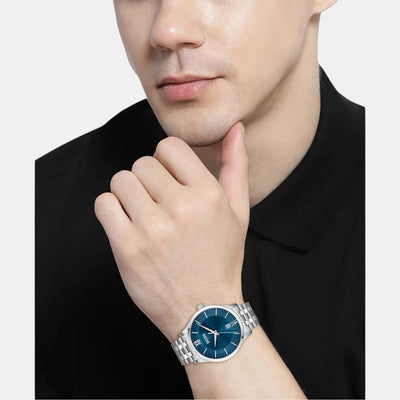 Elite Men Quartz Blue Dial Analog Stainless Steel Watch 1513895