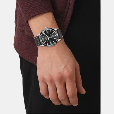 Drifter Men Quartz Black Dial Analog Leather Watch 1513898