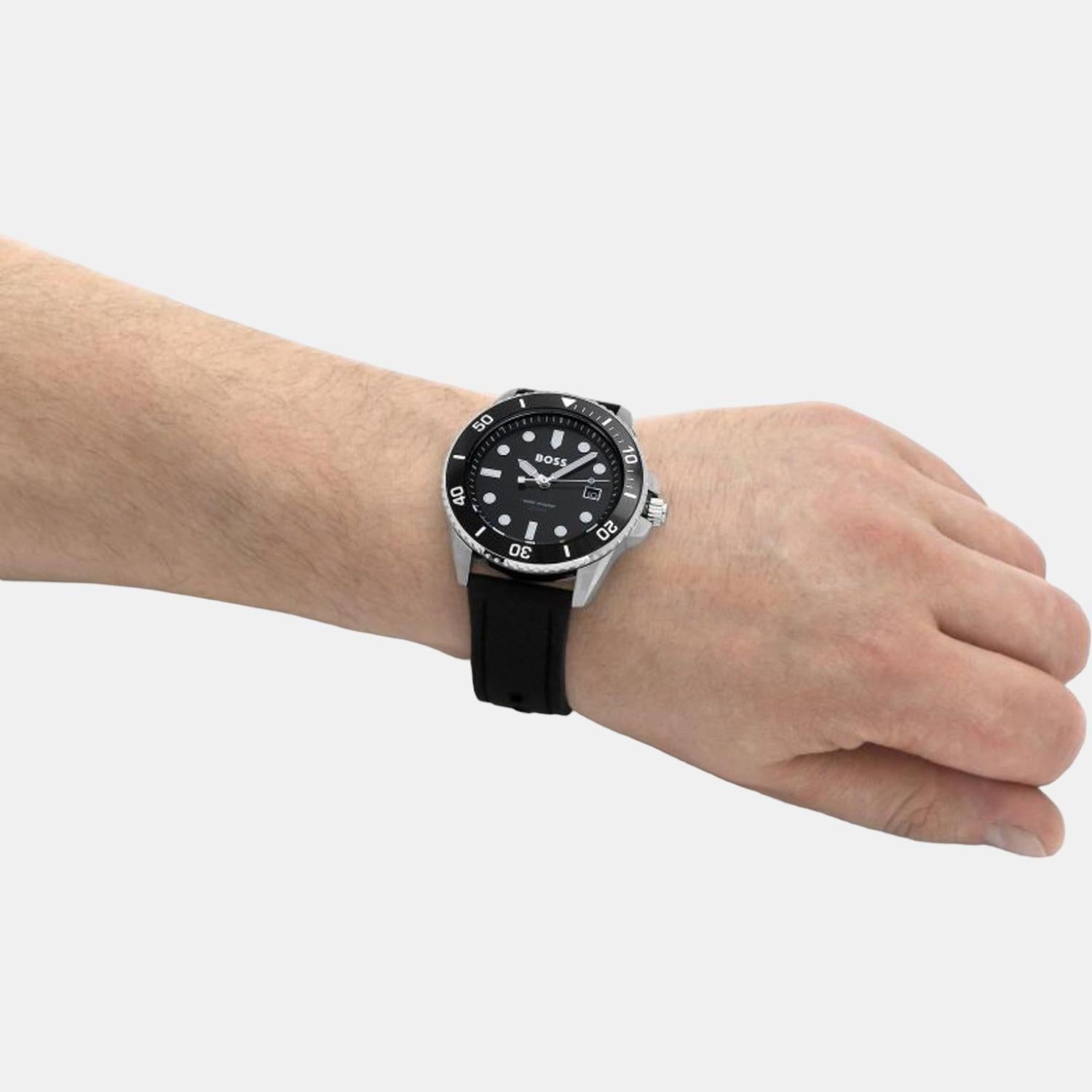 Ace Men Quartz Black Dial Analog Rubber Watch 1513913