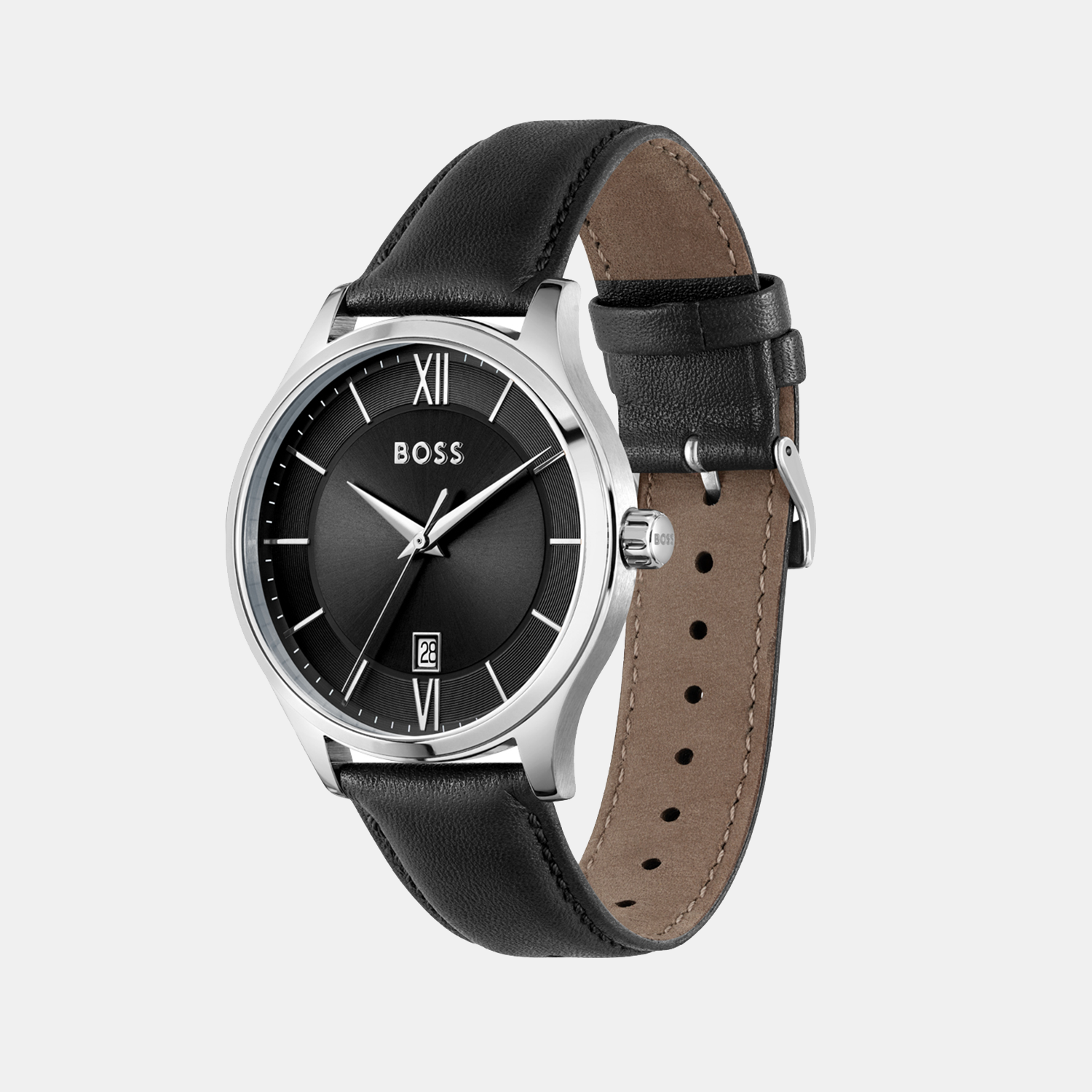 Elite Men Quartz Black Dial Analog Leather Watch 1513954