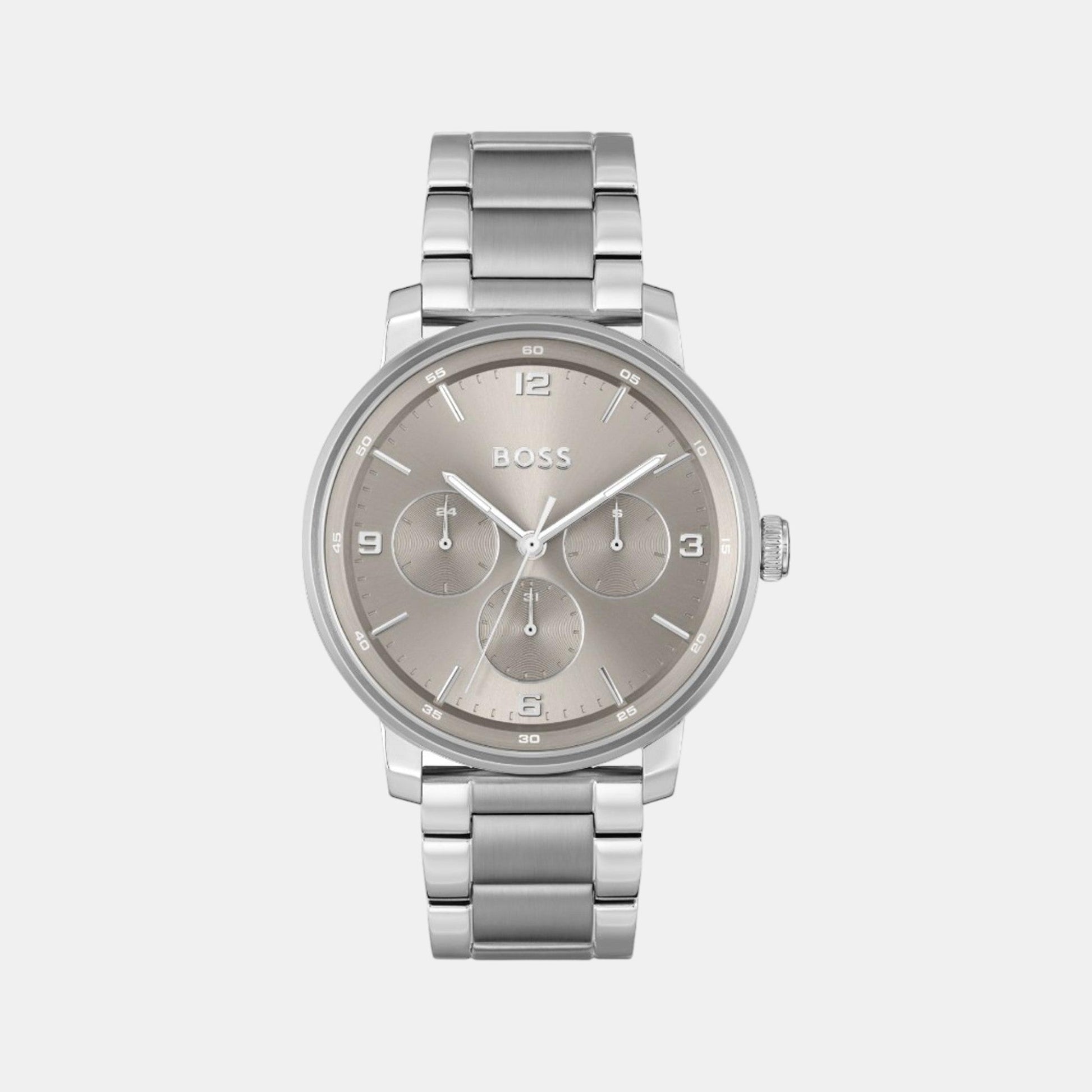 Contender Men Quartz Warm Grey Dial Multi-Function Stainless Steel Watch 1514127