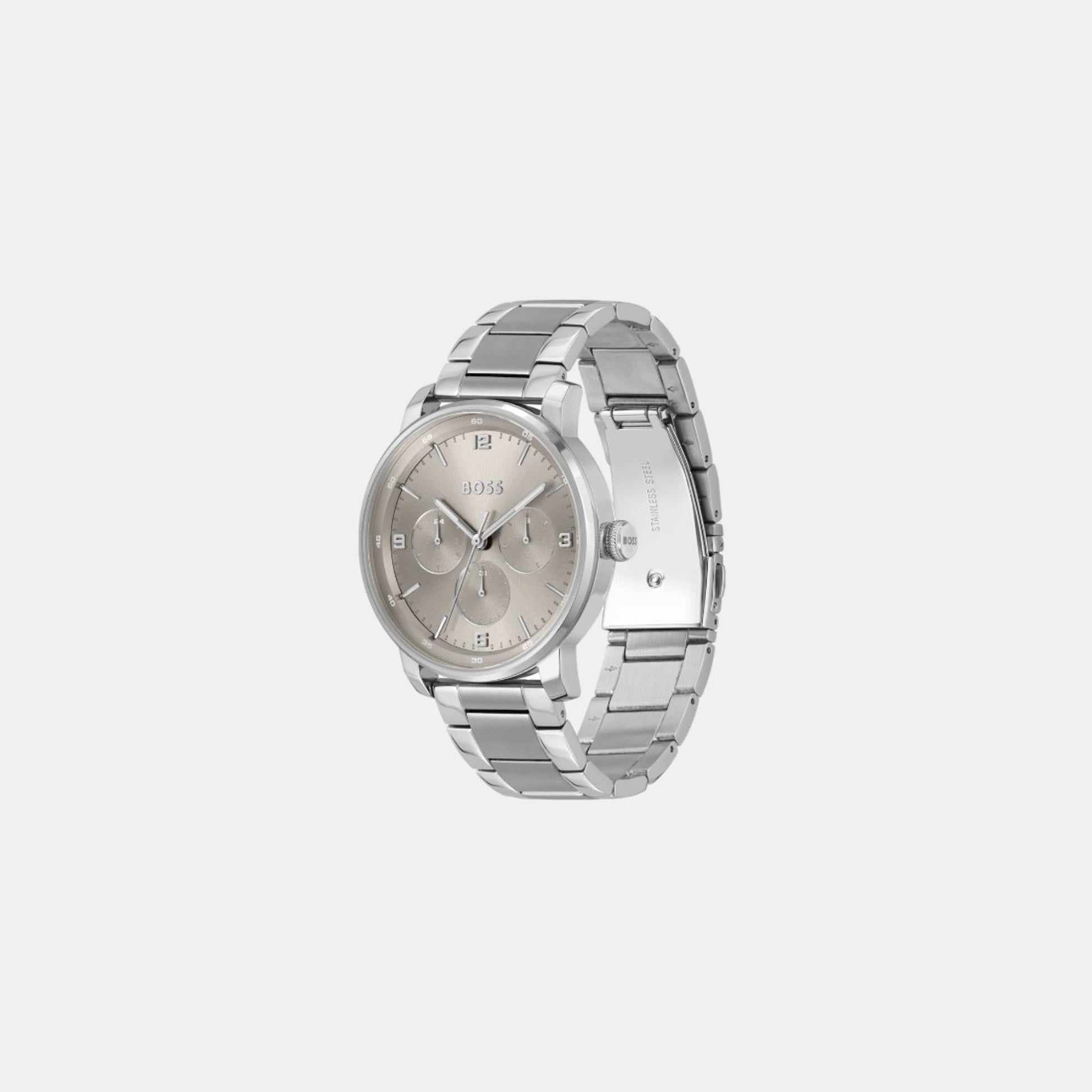 Contender Men Quartz Warm Grey Dial Multi-Function Stainless Steel Watch 1514127