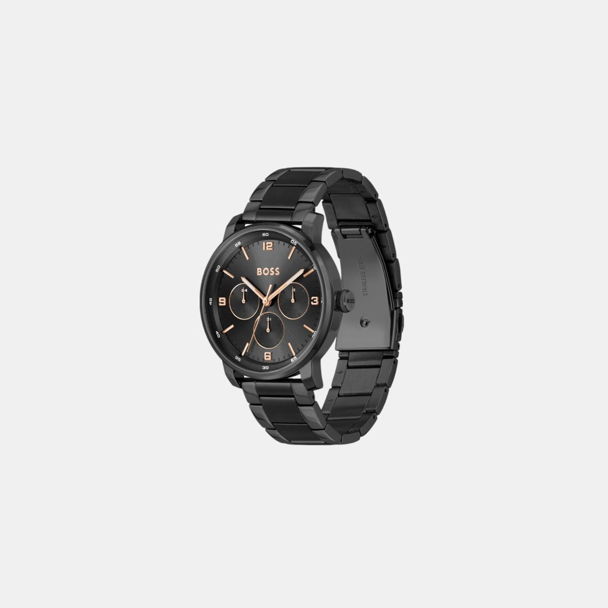 Contender Men Quartz Black Dial Multi-Function Stainless Steel Watch 1514128