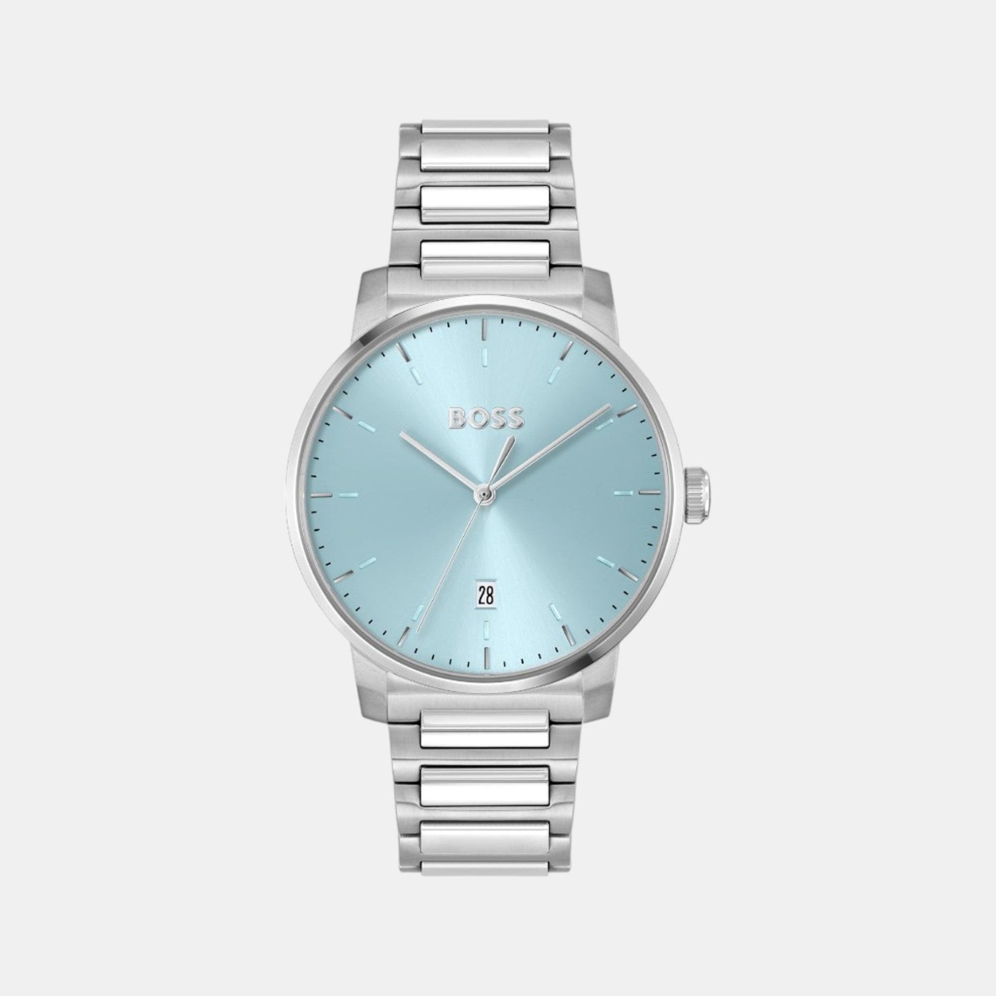 Dean Men Quartz Light Blue Dial Analog Stainless Steel Watch 1514132