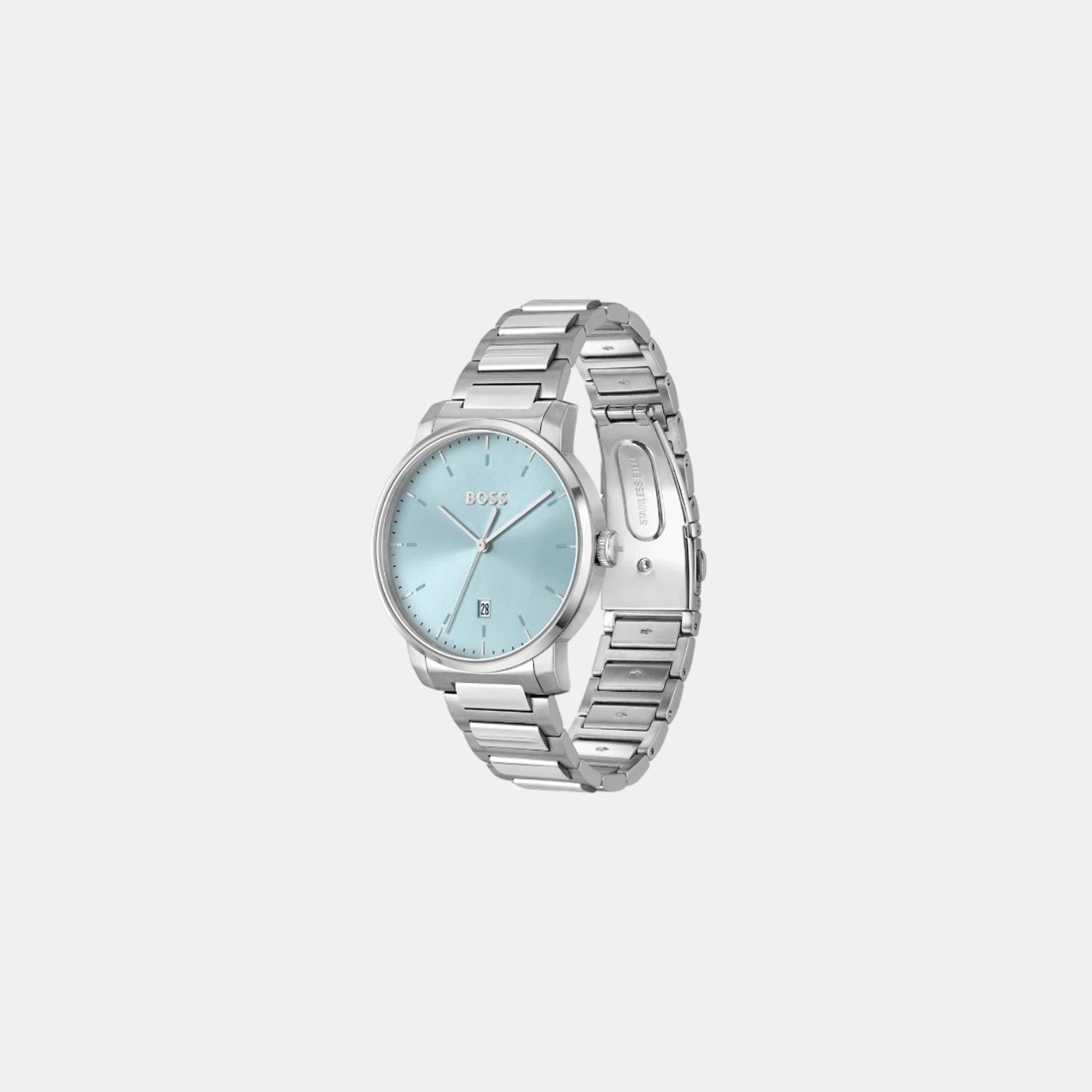 Dean Men Quartz Light Blue Dial Analog Stainless Steel Watch 1514132