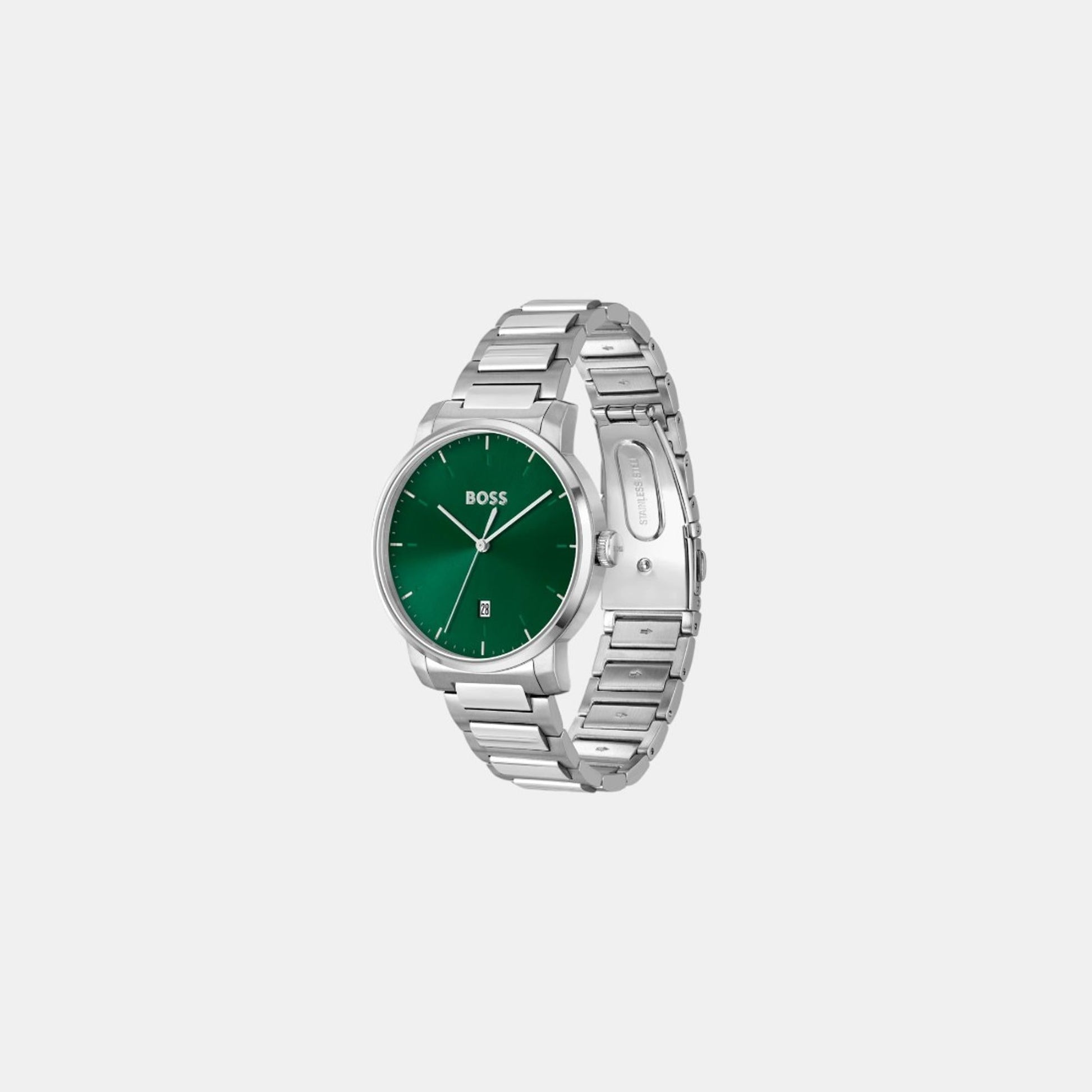 Dean Men Quartz Green Dial Analog Stainless Steel Watch 1514134