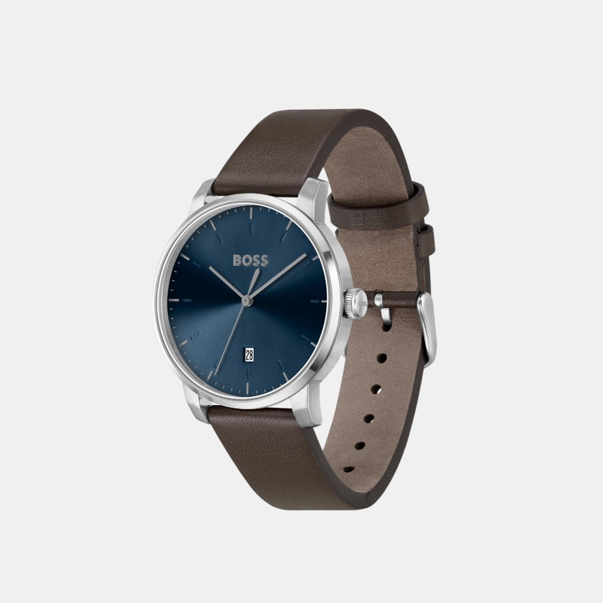 Dean Men Quartz Blue Dial Analog Leather Watch 1514160