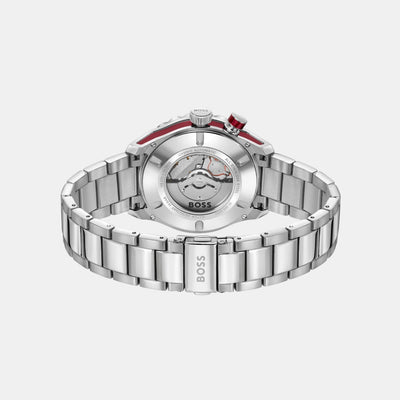 Bossmatic Men Automatic Red Dial Analog Stainless Steel Watch 1514179