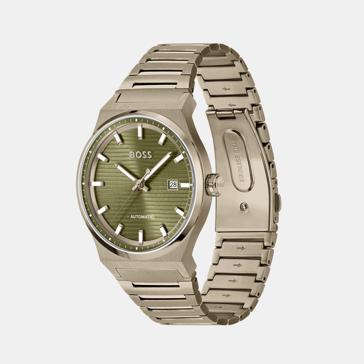 Candor Men Automatic Olive Green Dial Analog Stainless Steel Watch 1514184