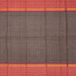 Dark Brown Chettinad Cotton Saree With Diamond Buttas