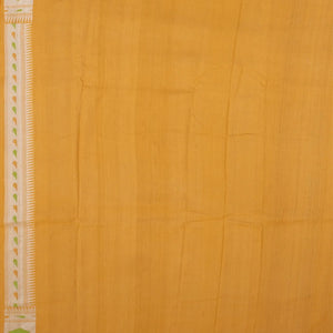 Mustard Handloom Tussar Silk Saree With Meena Border-Mustard